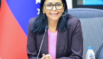 La presidenta encargada de Venezuela, Delcy Rodríguez, en una reunión del Consejo de Ministros en el Palacio de Miraflores, 21 de enero de 2026