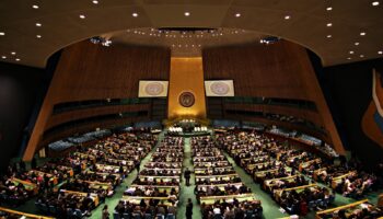 Sala de la Asamblea General de las Naciones Unidas en Nueva York durante una sesión