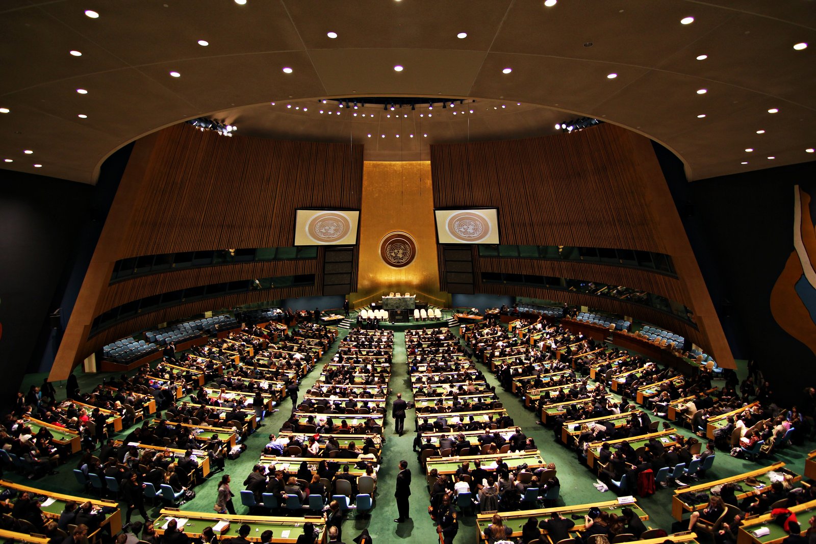 Sala de la Asamblea General de las Naciones Unidas en Nueva York durante una sesión