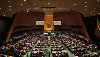 Sala de la Asamblea General de la ONU en la sede de la organización en Nueva York durante una sesión